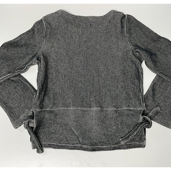 Madewell  MEDIUM French Terry Side Tie Black White Stripe Sweatshirt Top - Picture 6 of 12